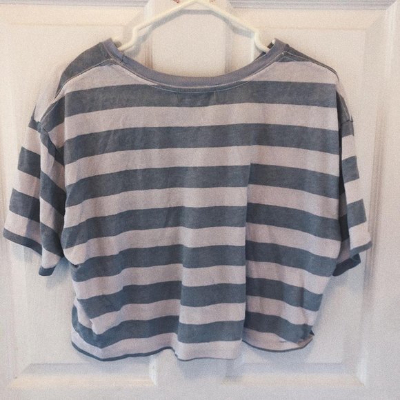 Pull&Bear The Bay Area Sailing Point graphic logo pastel stripe sailor crop top - Picture 3 of 3